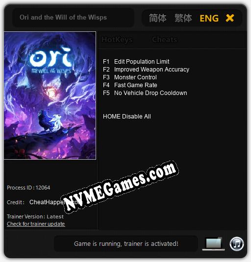 Treinador liberado para Ori and the Will of the Wisps [v1.0.4]