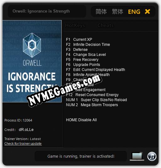 Orwell: Ignorance is Strength: Trainer +14 [v1.5]