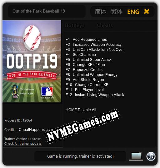 Out of the Park Baseball 19: Cheats, Trainer +12 [CheatHappens.com]