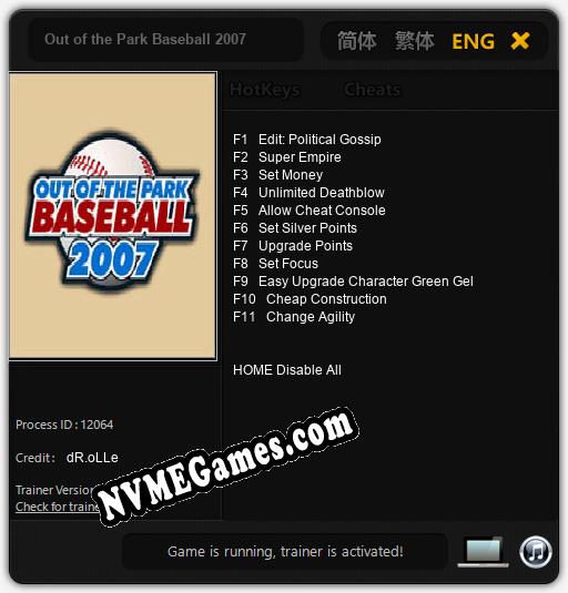 Out of the Park Baseball 2007: Trainer +11 [v1.7]