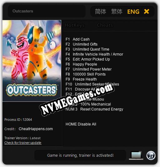 Outcasters: Cheats, Trainer +15 [CheatHappens.com]