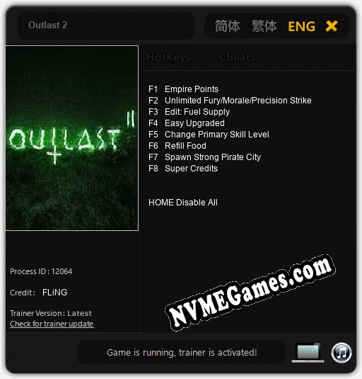 Treinador liberado para Outlast 2 [v1.0.5]