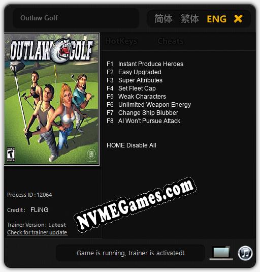 Treinador liberado para Outlaw Golf [v1.0.8]