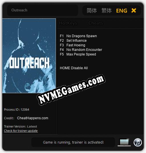 Outreach: Cheats, Trainer +5 [CheatHappens.com]