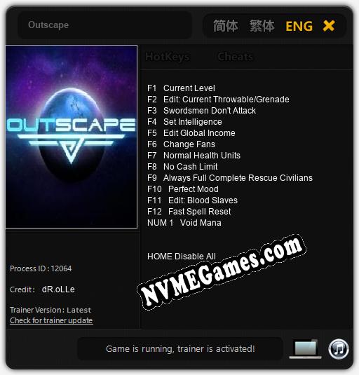 Outscape: Trainer +13 [v1.6]