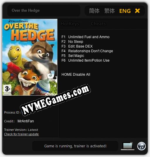 Over the Hedge: Trainer +6 [v1.2]