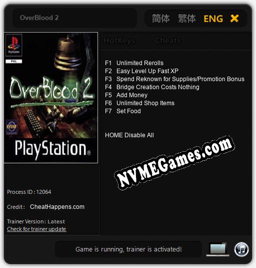 OverBlood 2: Cheats, Trainer +7 [CheatHappens.com]