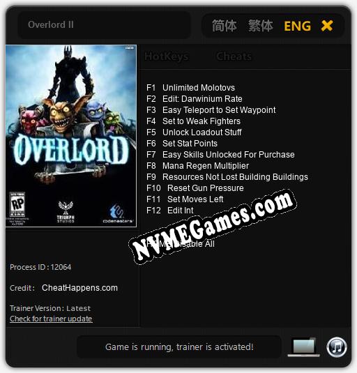 Overlord II: Treinador (V1.0.7)