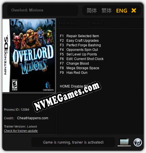 Overlord: Minions: Trainer +9 [v1.2]