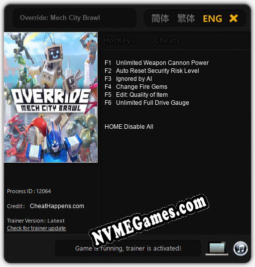 Override: Mech City Brawl: Cheats, Trainer +6 [CheatHappens.com]