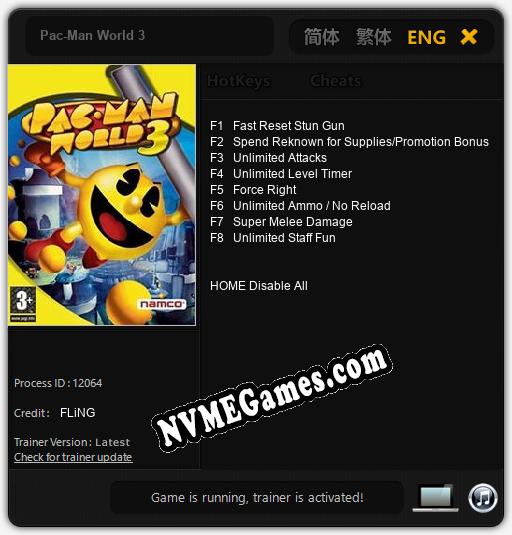 Pac-Man World 3: Trainer +8 [v1.9]