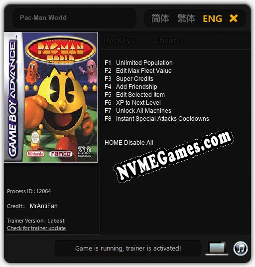 Pac-Man World: Cheats, Trainer +8 [MrAntiFan]