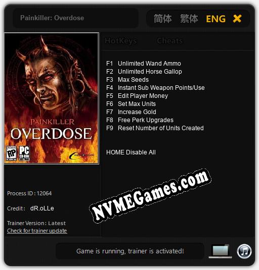 Painkiller: Overdose: Trainer +9 [v1.3]