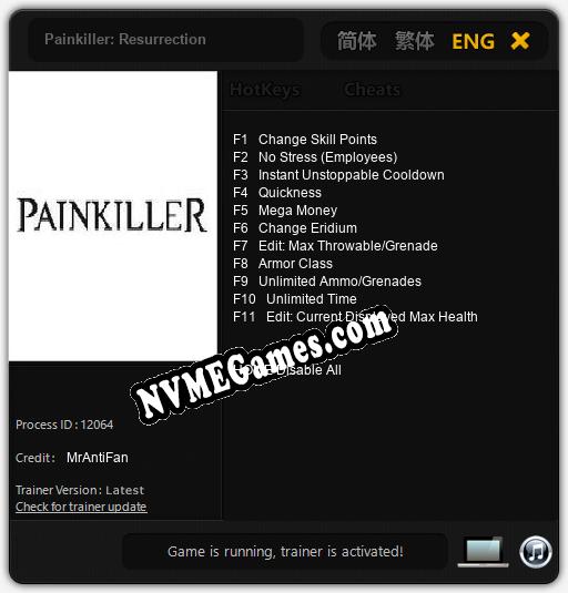 Painkiller: Resurrection: Cheats, Trainer +11 [MrAntiFan]