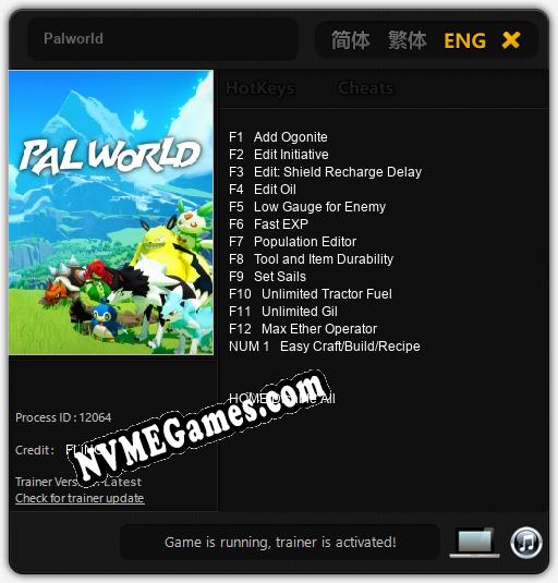 Treinador liberado para Palworld [v1.0.5]