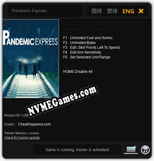 Treinador liberado para Pandemic Express [v1.0.9]