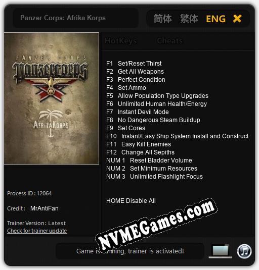 Panzer Corps: Afrika Korps: Trainer +15 [v1.7]