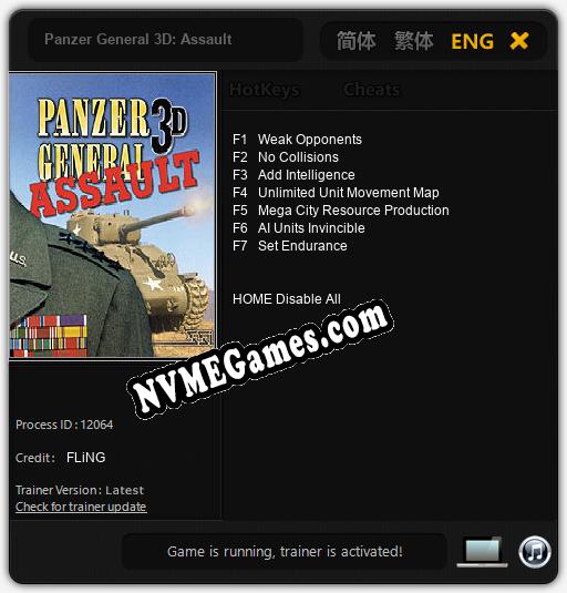 Treinador liberado para Panzer General 3D: Assault [v1.0.3]