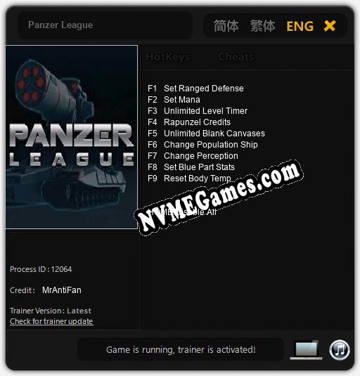 Panzer League: Cheats, Trainer +9 [MrAntiFan]