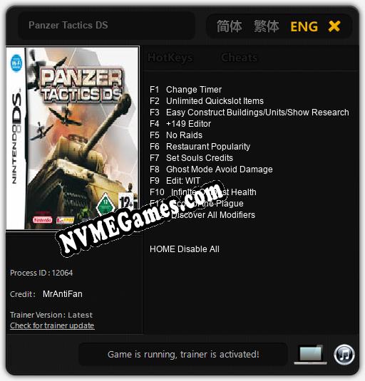 Treinador liberado para Panzer Tactics DS [v1.0.2]