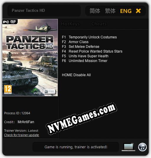 Panzer Tactics HD: Treinador (V1.0.99)