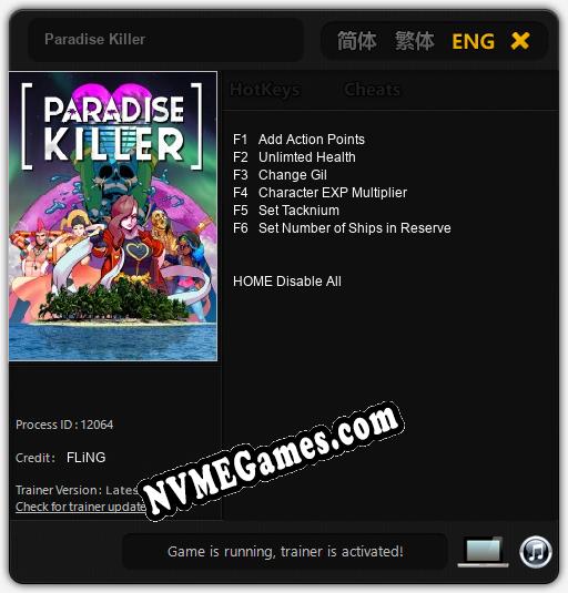 Treinador liberado para Paradise Killer [v1.0.8]