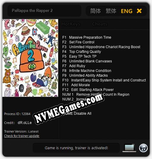 PaRappa the Rapper 2: Treinador (V1.0.21)