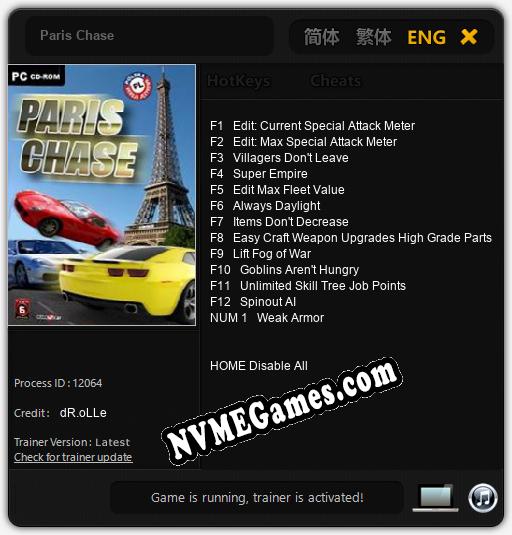 Paris Chase: Trainer +13 [v1.4]