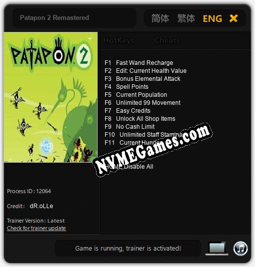 Patapon 2 Remastered: Treinador (V1.0.25)