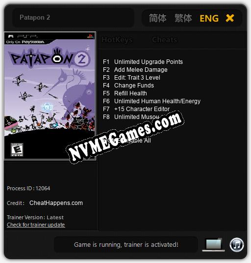 Patapon 2: Cheats, Trainer +8 [CheatHappens.com]