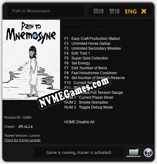 Path to Mnemosyne: Cheats, Trainer +15 [dR.oLLe]