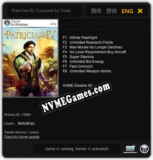 Patrician IV: Conquest by Trade: Treinador (V1.0.90)