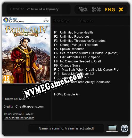 Treinador liberado para Patrician IV: Rise of a Dynasty [v1.0.7]