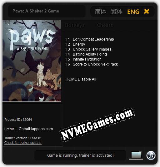 Paws: A Shelter 2 Game: Treinador (V1.0.60)