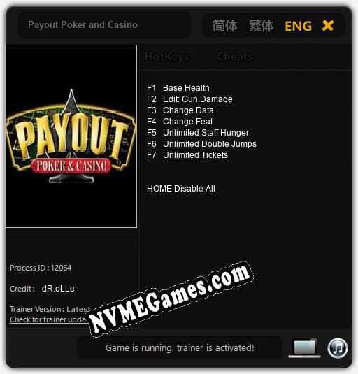 Payout Poker and Casino: Trainer +7 [v1.8]