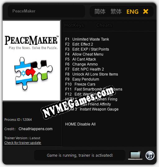 PeaceMaker: Cheats, Trainer +15 [CheatHappens.com]