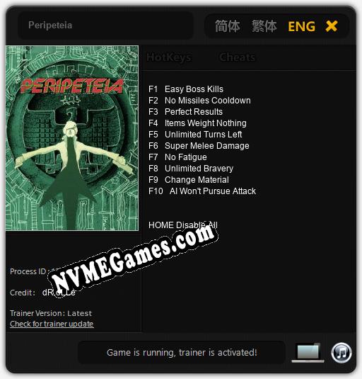 Peripeteia: Trainer +10 [v1.3]