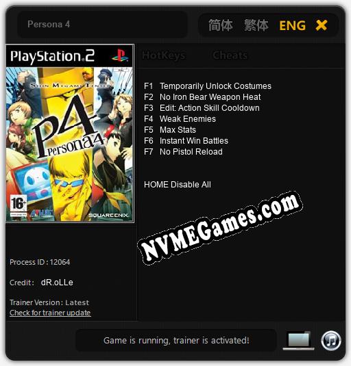 Persona 4: Cheats, Trainer +7 [dR.oLLe]