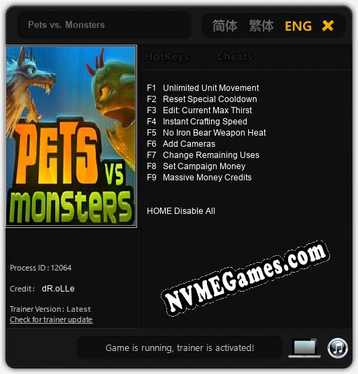 Pets vs. Monsters: Trainer +9 [v1.9]