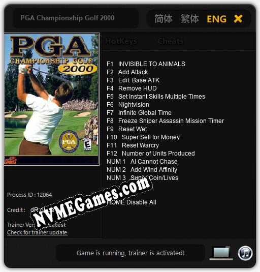 Treinador liberado para PGA Championship Golf 2000 [v1.0.7]