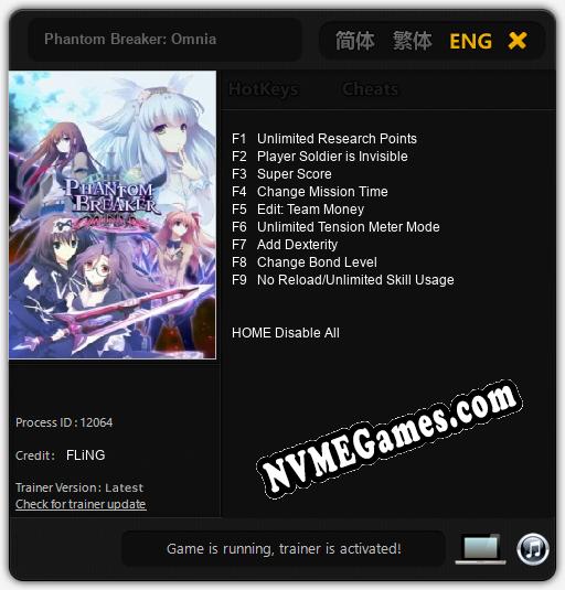Treinador liberado para Phantom Breaker: Omnia [v1.0.8]