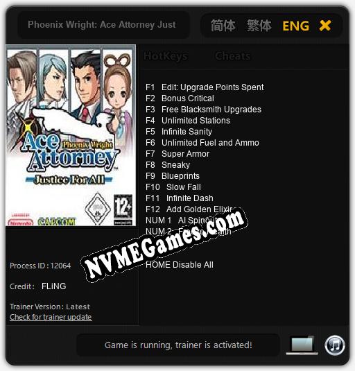 Phoenix Wright: Ace Attorney Justice for All: Cheats, Trainer +14 [FLiNG]