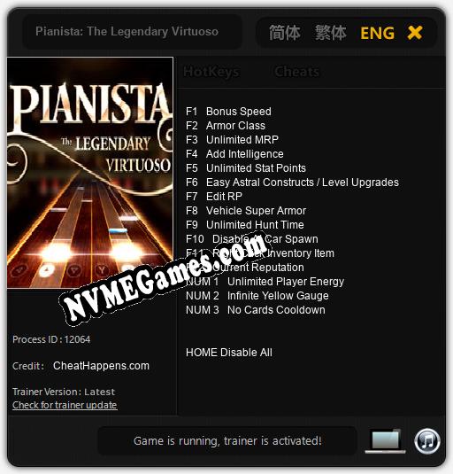 Pianista: The Legendary Virtuoso: Cheats, Trainer +15 [CheatHappens.com]