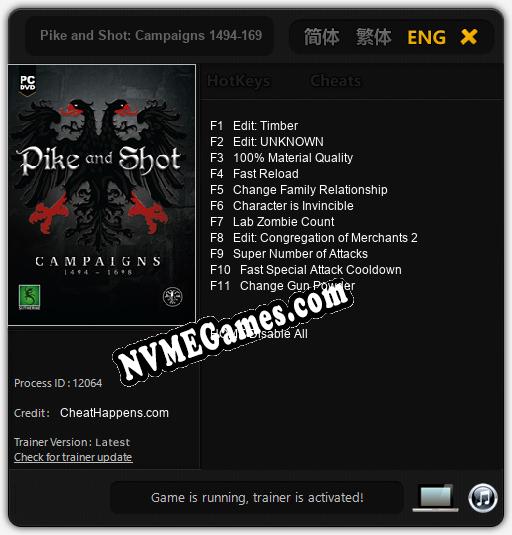 Treinador liberado para Pike and Shot: Campaigns 1494-1698 [v1.0.9]