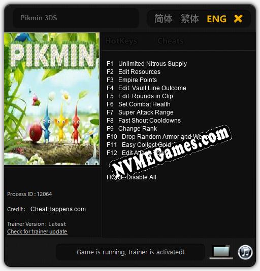 Pikmin 3DS: Treinador (V1.0.86)