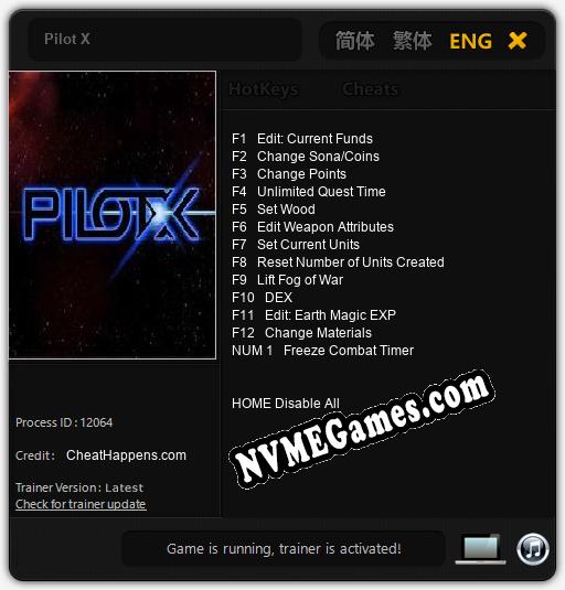 Treinador liberado para Pilot X [v1.0.4]