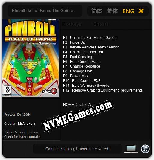 Treinador liberado para Pinball Hall of Fame: The Gottlieb Collection [v1.0.5]