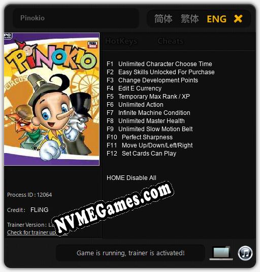 Pinokio: Cheats, Trainer +12 [FLiNG]