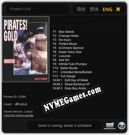Pirates! Gold: Trainer +15 [v1.6]