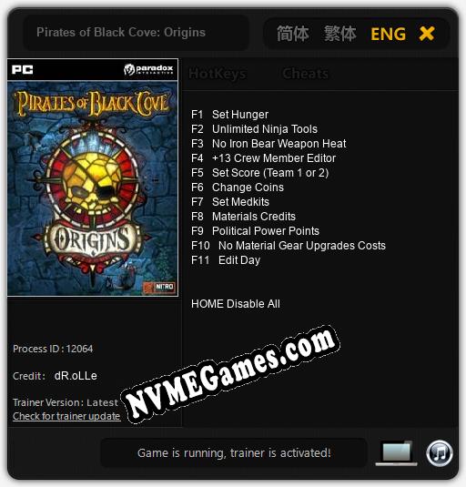 Pirates of Black Cove: Origins: Trainer +11 [v1.8]